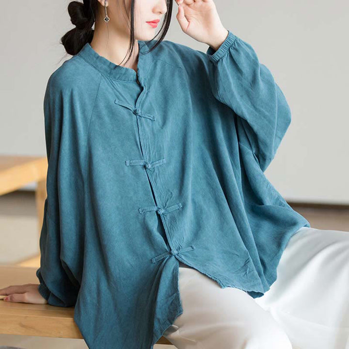 Buddha Stones Frosch-Knopf Langarmshirt Zen Tai Chi Meditation Top Hanfu Kleidung Jacke - image 9