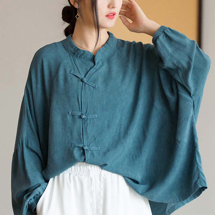 Buddha Stones Frosch-Knopf Langarmshirt Zen Tai Chi Meditation Top Hanfu Kleidung Jacke - image 2