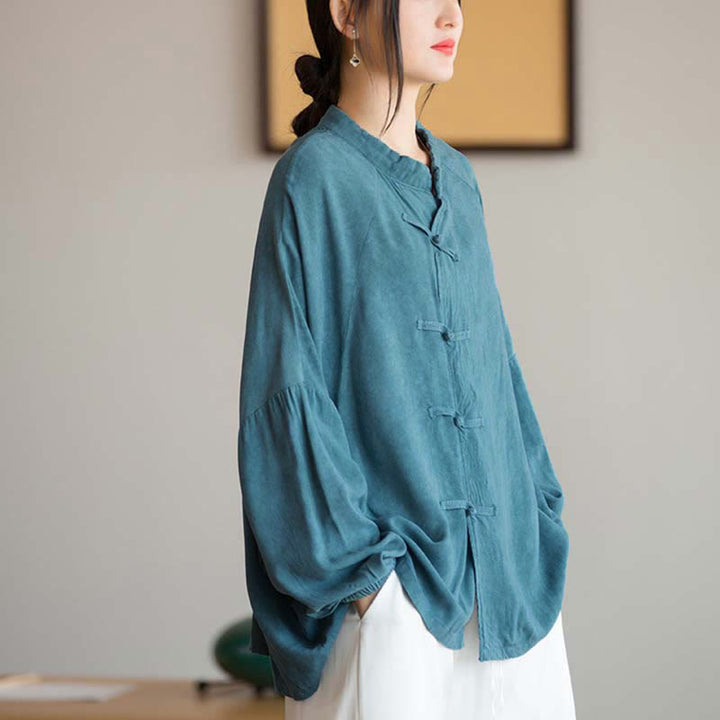 Buddha Stones Frosch-Knopf Langarmshirt Zen Tai Chi Meditation Top Hanfu Kleidung Jacke - image 8