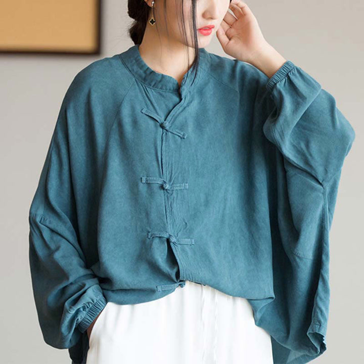 Buddha Stones Frosch-Knopf Langarmshirt Zen Tai Chi Meditation Top Hanfu Kleidung Jacke - image 7