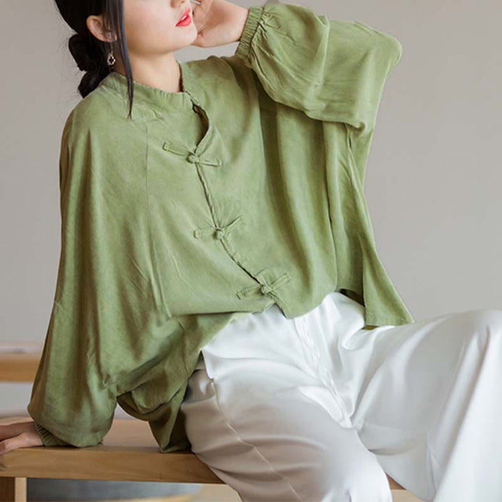 Buddha Stones Frosch-Knopf Langarmshirt Zen Tai Chi Meditation Top Hanfu Kleidung Jacke - image 13