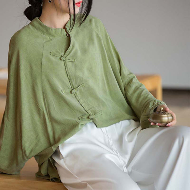 Buddha Stones Frosch-Knopf Langarmshirt Zen Tai Chi Meditation Top Hanfu Kleidung Jacke - image 12