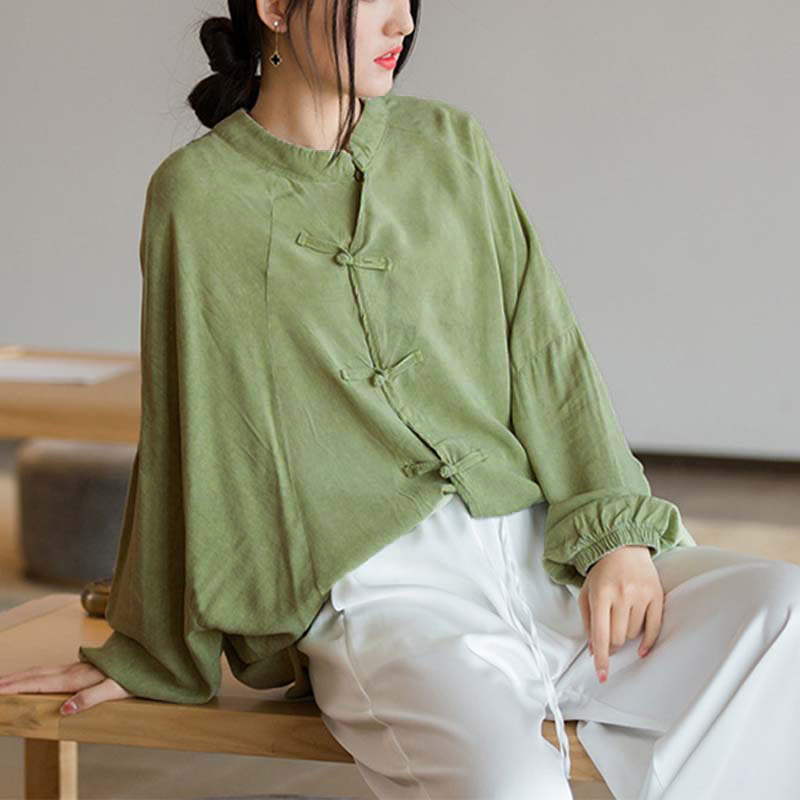 Buddha Stones Frosch-Knopf Langarmshirt Zen Tai Chi Meditation Top Hanfu Kleidung Jacke - image 16