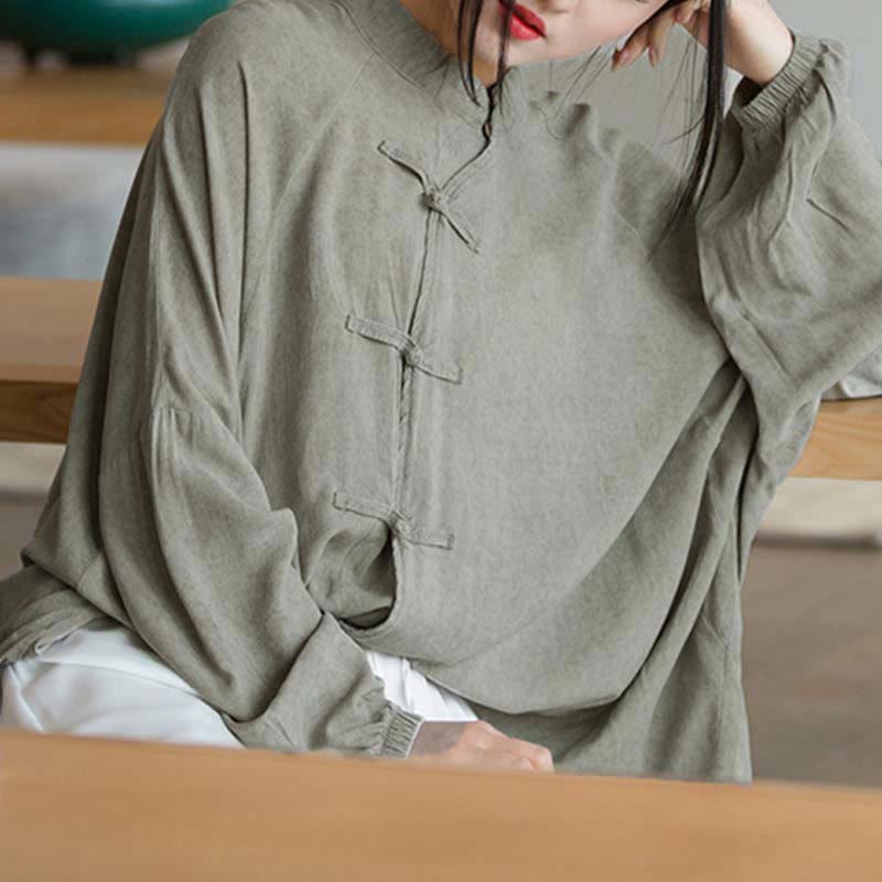 Buddha Stones Frosch-Knopf Langarmshirt Zen Tai Chi Meditation Top Hanfu Kleidung Jacke - image 20