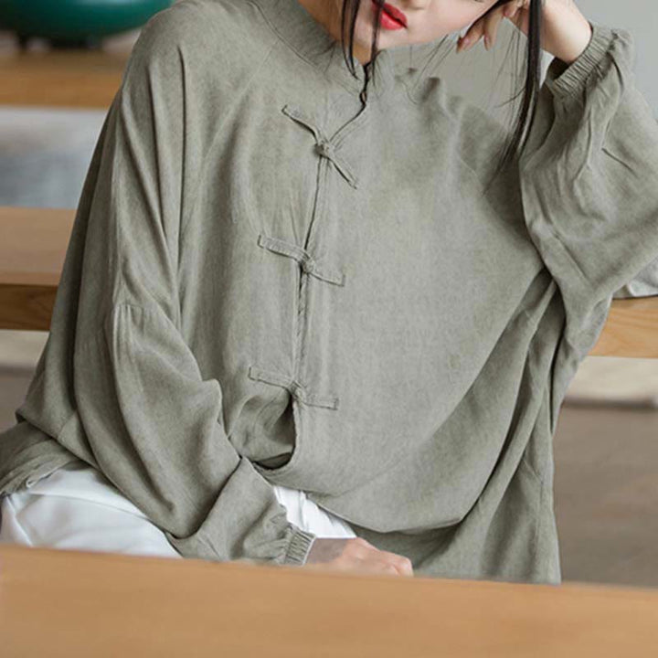 Buddha Stones Frosch-Knopf Langarmshirt Zen Tai Chi Meditation Top Hanfu Kleidung Jacke - image 20