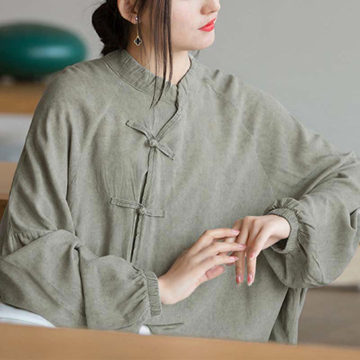 Buddha Stones Frosch-Knopf Langarmshirt Zen Tai Chi Meditation Top Hanfu Kleidung Jacke - image 21
