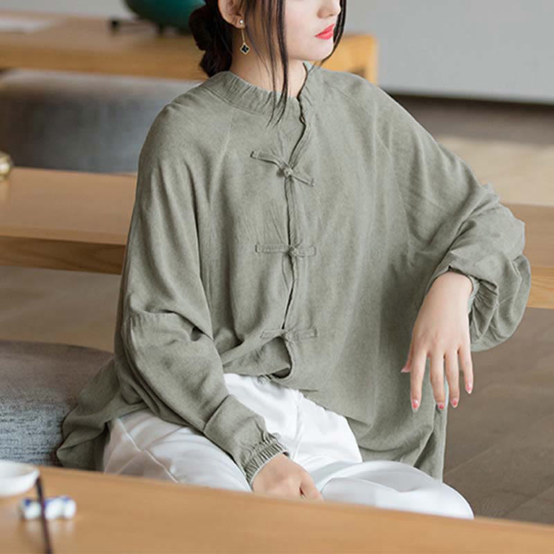 Buddha Stones Frosch-Knopf Langarmshirt Zen Tai Chi Meditation Top Hanfu Kleidung Jacke - image 19