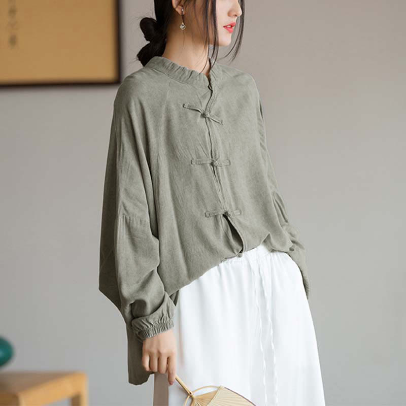 Buddha Stones Frosch-Knopf Langarmshirt Zen Tai Chi Meditation Top Hanfu Kleidung Jacke - image 18