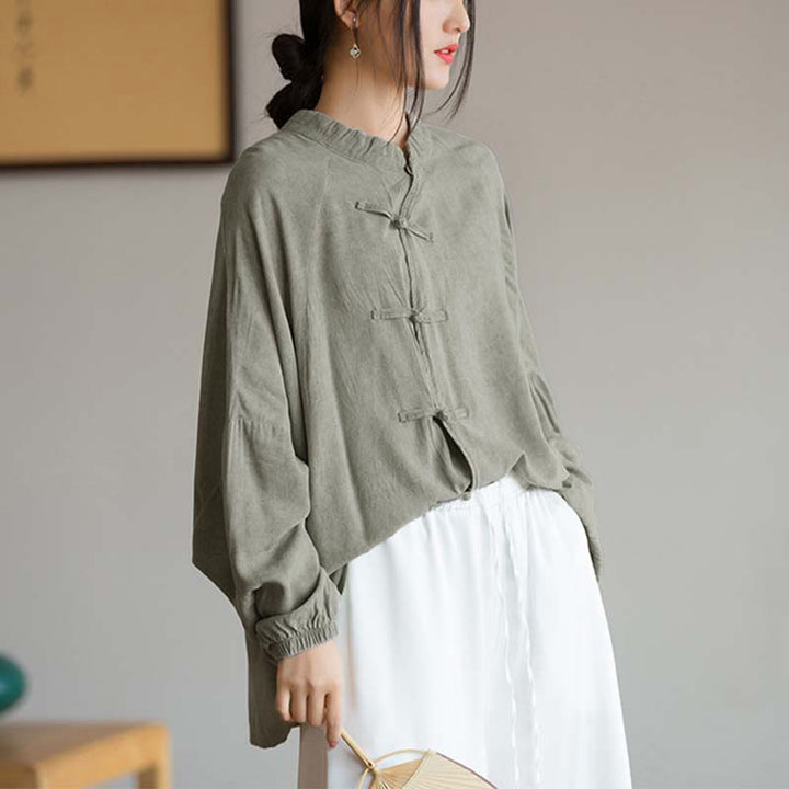 Buddha Stones Frosch-Knopf Langarmshirt Zen Tai Chi Meditation Top Hanfu Kleidung Jacke - image 18