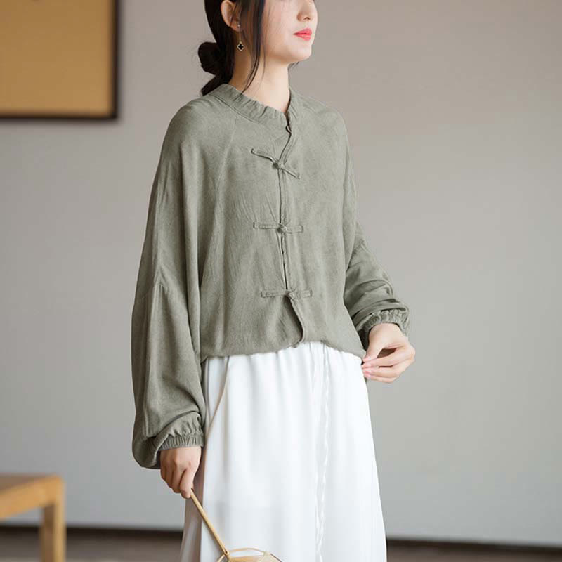 Buddha Stones Frosch-Knopf Langarmshirt Zen Tai Chi Meditation Top Hanfu Kleidung Jacke - image 22