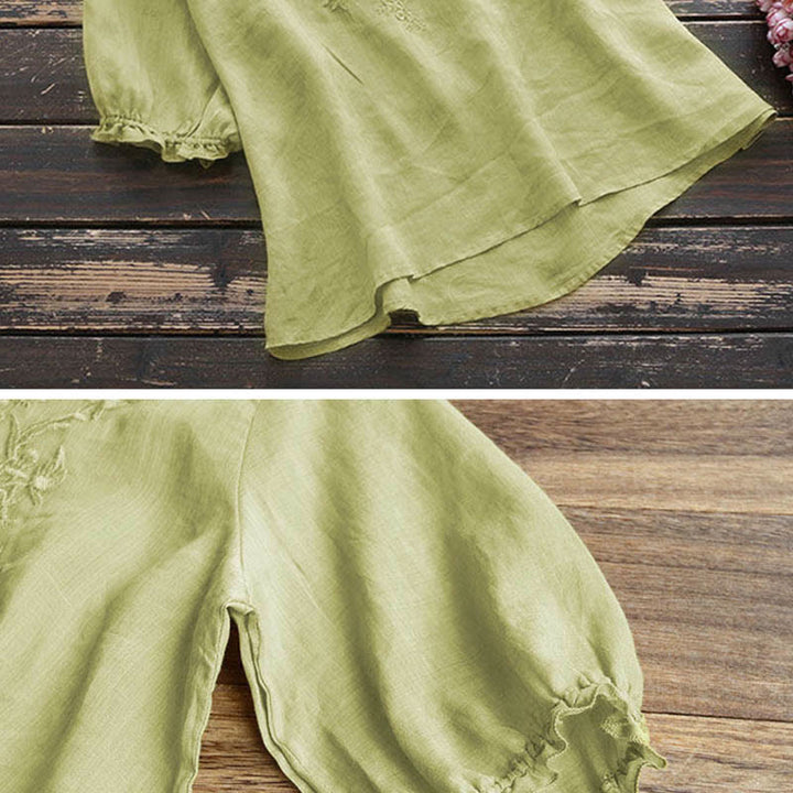 Buddha Stones Damen T-Shirt mit Blumenstickerei-Design, Rundhalsausschnitt - image 13