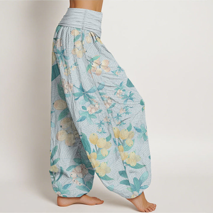 Buddha Stones Damen-Haremshose mit elastischer Taille und Loquat-Muster aus reiner Baumwolle - image 12