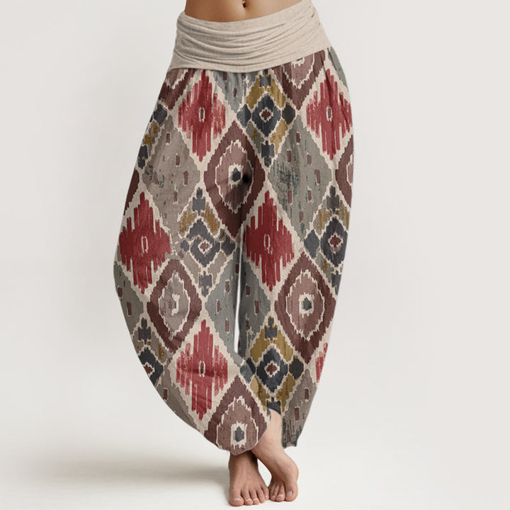 Buddha Stones Damen-Haremshose aus reiner Baumwolle mit Karomuster und elastischer Taille - Bisque - US22, UK/AU26,EU54 (6XL) - image 1