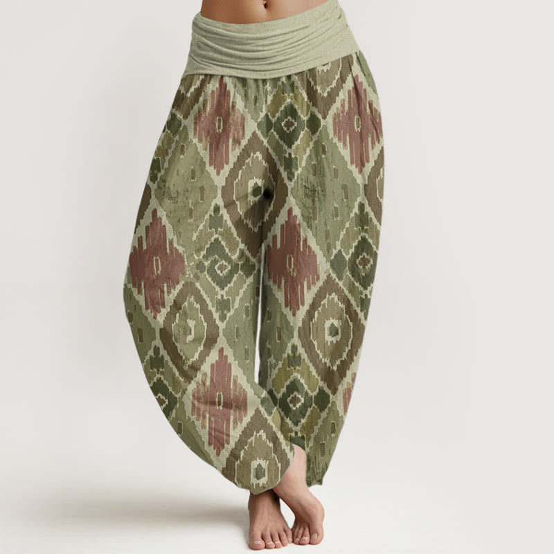 Buddha Stones Damen-Haremshose aus reiner Baumwolle mit Karomuster und elastischer Taille - Olive - US22, UK/AU26,EU54 (6XL) - image 7