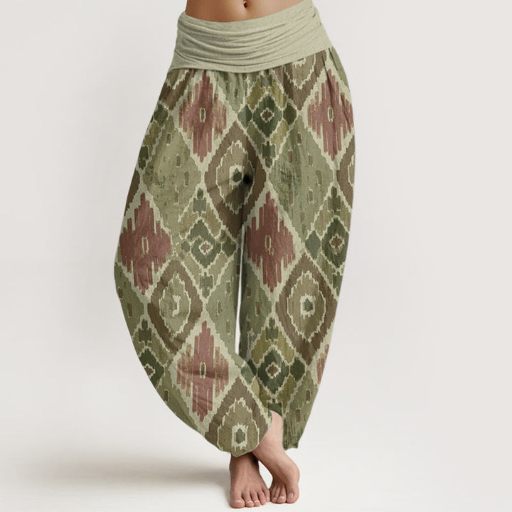Buddha Stones Damen-Haremshose aus reiner Baumwolle mit Karomuster und elastischer Taille - Olive - US22, UK/AU26,EU54 (6XL) - image 7