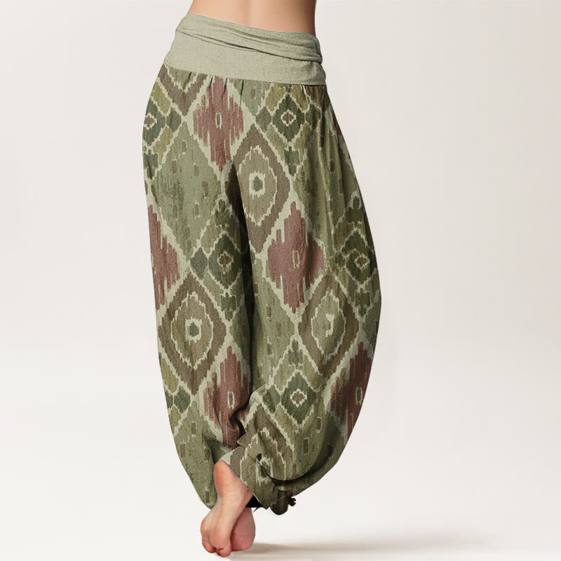 Buddha Stones Damen-Haremshose aus reiner Baumwolle mit Karomuster und elastischer Taille - image 8