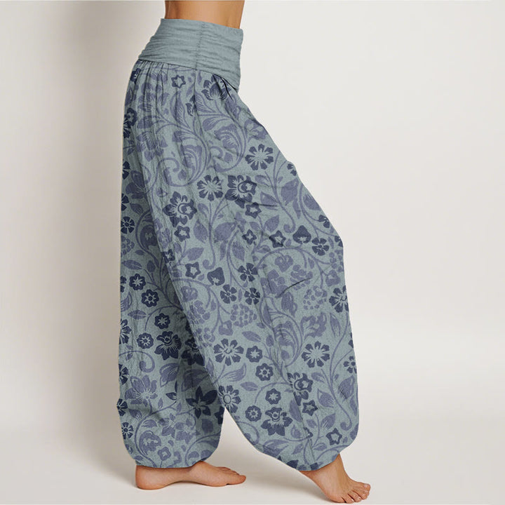 Buddha Stones Haremshose aus reiner Baumwolle mit kleinen Blumen und ineinander verschlungenen Zweigen für Damen mit elastischer Taille - image 12