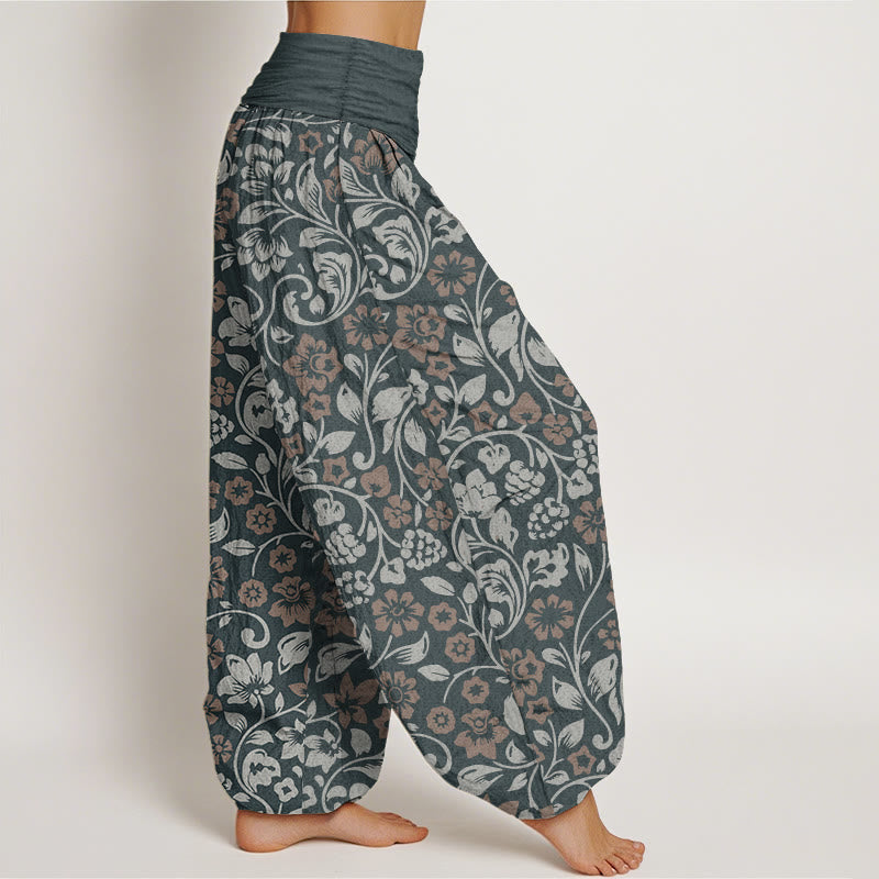 Buddha Stones Haremshose aus reiner Baumwolle mit kleinen Blumen und ineinander verschlungenen Zweigen für Damen mit elastischer Taille - image 9