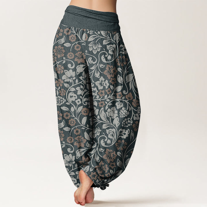 Buddha Stones Haremshose aus reiner Baumwolle mit kleinen Blumen und ineinander verschlungenen Zweigen für Damen mit elastischer Taille - image 8