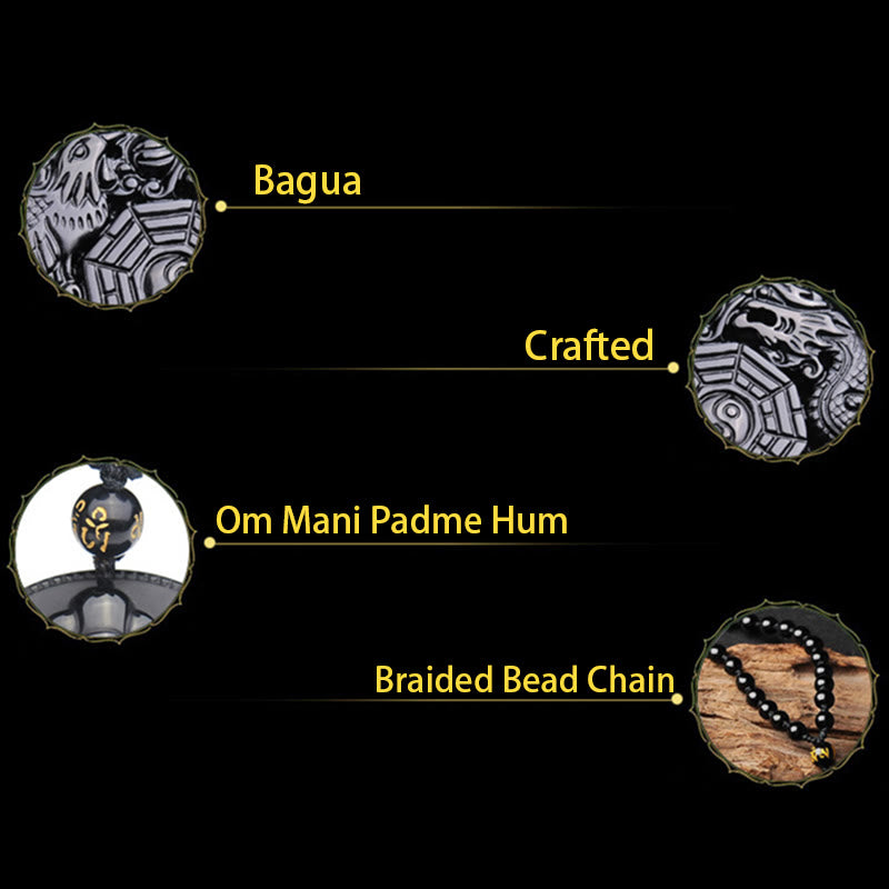 Buddha Stones Bagua Dragon Phoenix Obsidian Erfüllung Anhänger Halskette - image 7