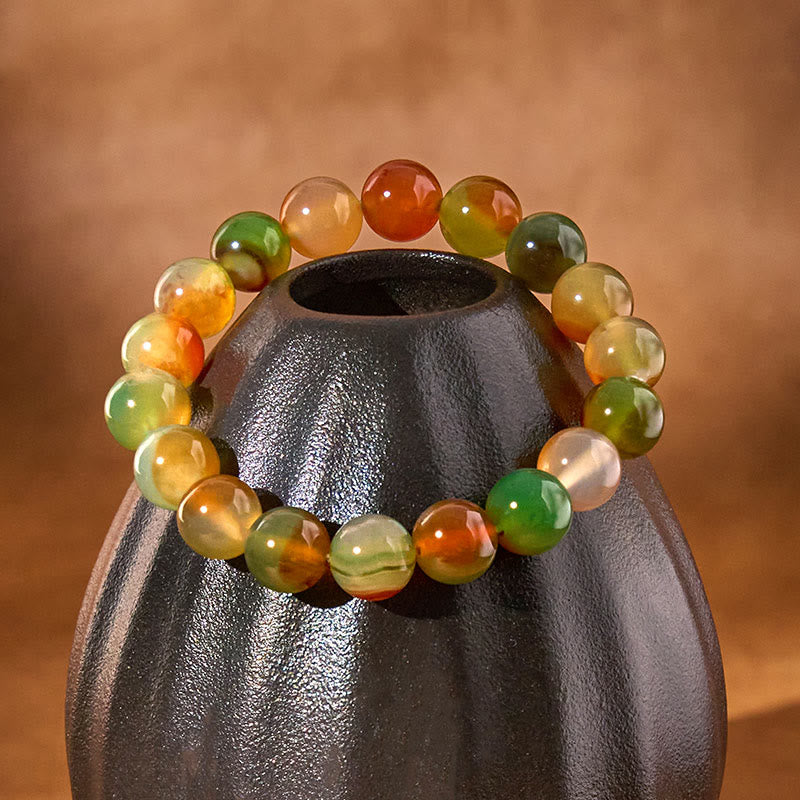 Buddha Stones Natürliches buntes Pfauenachat-Armband für Mut und Reinigung