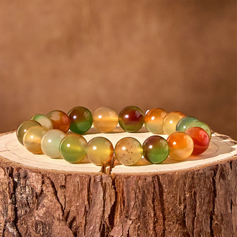Buddha Stones Natürliches buntes Pfauenachat-Armband für Mut und Reinigung