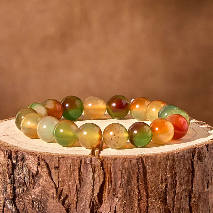 Buddha Stones Natürliches buntes Pfauenachat-Armband für Mut und Reinigung