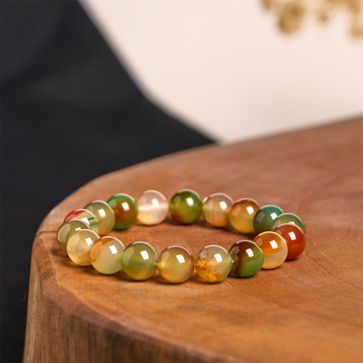 Buddha Stones Natürliches buntes Pfauenachat-Armband für Mut und Reinigung