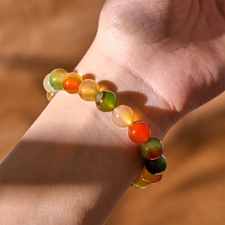 Buddha Stones Natürliches buntes Pfauenachat-Armband für Mut und Reinigung
