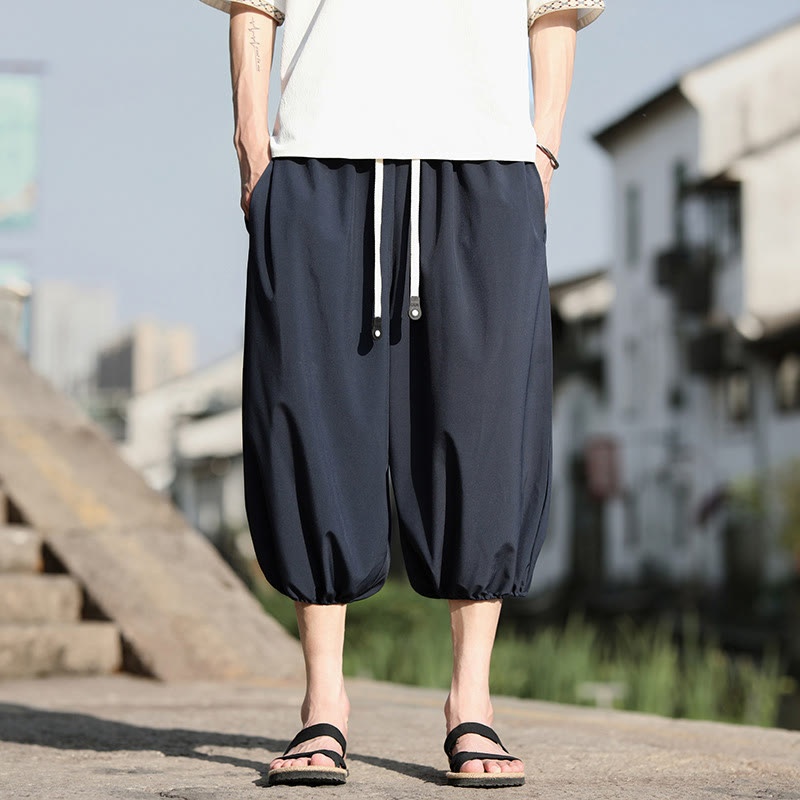 Buddha Stones Herren Caprihose mit Kordelzug und Taschen - Stahlblau - US/ UK/AU46,EU56 (5XL) - image 1
