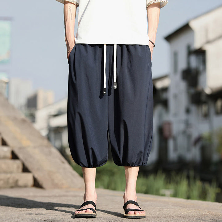Buddha Stones Herren Caprihose mit Kordelzug und Taschen - Stahlblau - US/ UK/AU46,EU56 (5XL) - image 1
