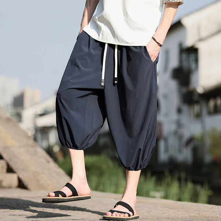 Buddha Stones Herren Caprihose mit Kordelzug und Taschen - image 7