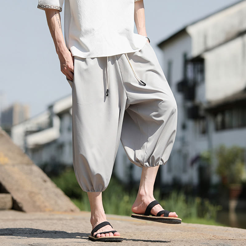 Buddha Stones Herren Caprihose mit Kordelzug und Taschen - image 15