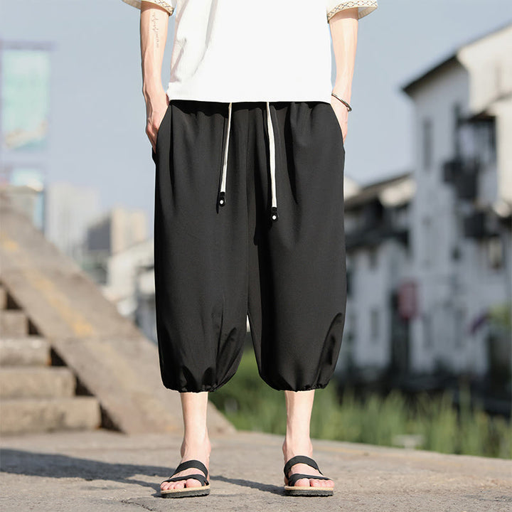 Buddha Stones Herren Caprihose mit Kordelzug und Taschen - Schwarz - US/ UK/AU46,EU56 (5XL) - image 17