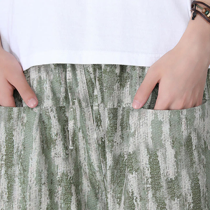 Buddha Stones Sommerstreifen Baumwolle Leinen Herren Caprihose mit Taschen - image 16