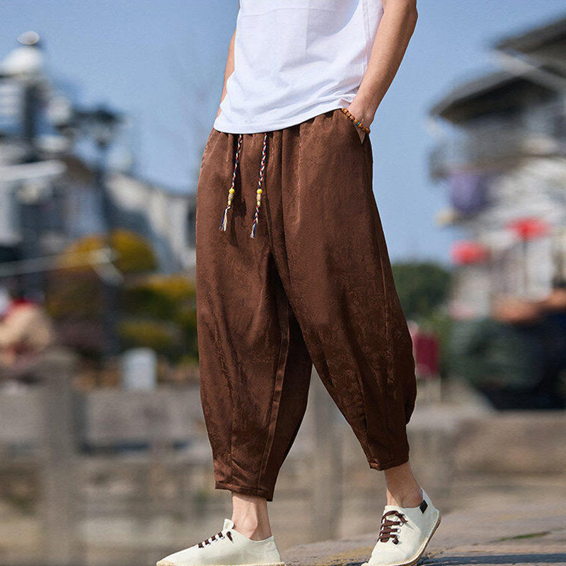 Buddha Stones Sommer Charakter Stickerei Design Kordelzug Herren 7-8 Länge Hose mit Taschen - image 14