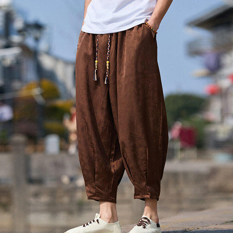 Buddha Stones Sommer Charakter Stickerei Design Kordelzug Herren 7-8 Länge Hose mit Taschen - image 9