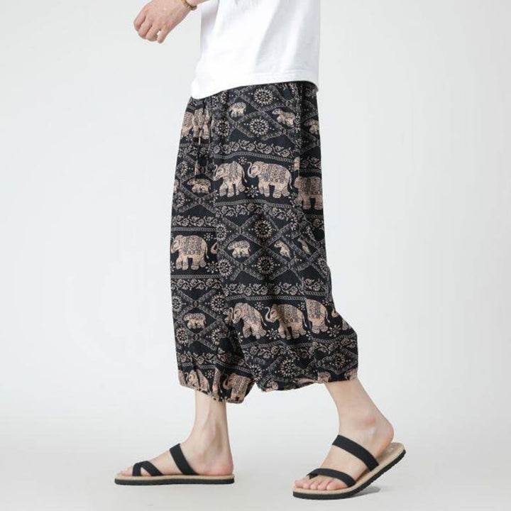 Buddha Stones Sommer Quadrat Patchwork Elefant Mandala Geometrie Baumwolle Leinen Herren 7-8 Länge Hose mit Taschen - Peru - US/UK/AU46, EU56 (5XL) - image 20