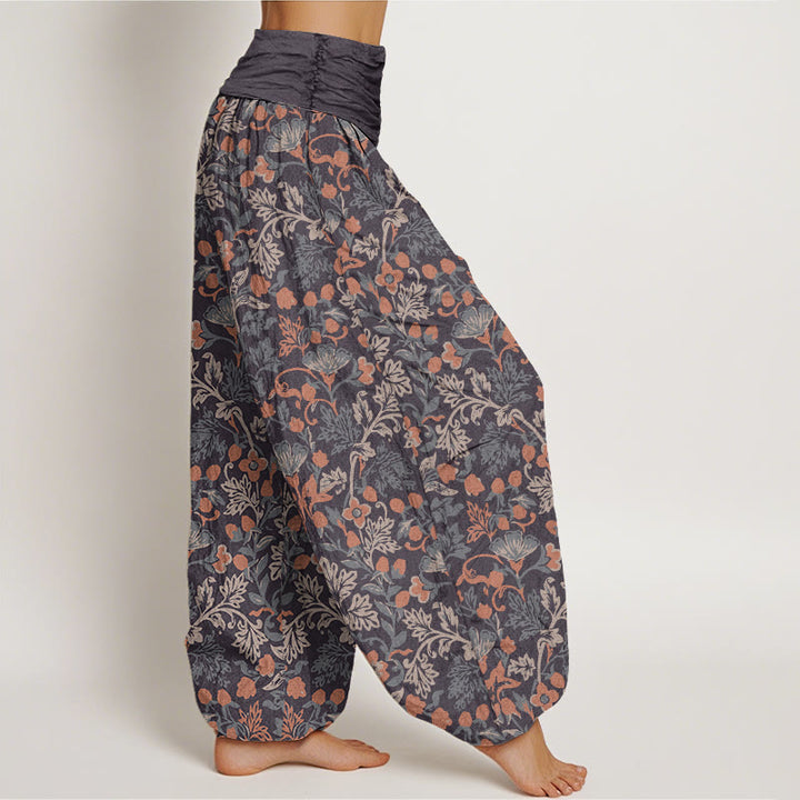Lässige Haremshose mit Blumen- und Blättermuster für Damen mit elastischer Taille und Buddha Stones - image 6