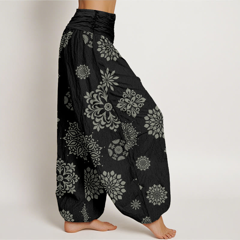 Lässige Haremshose mit Mandala-Muster für Damen mit elastischer Taille und Buddha Stones - image 3