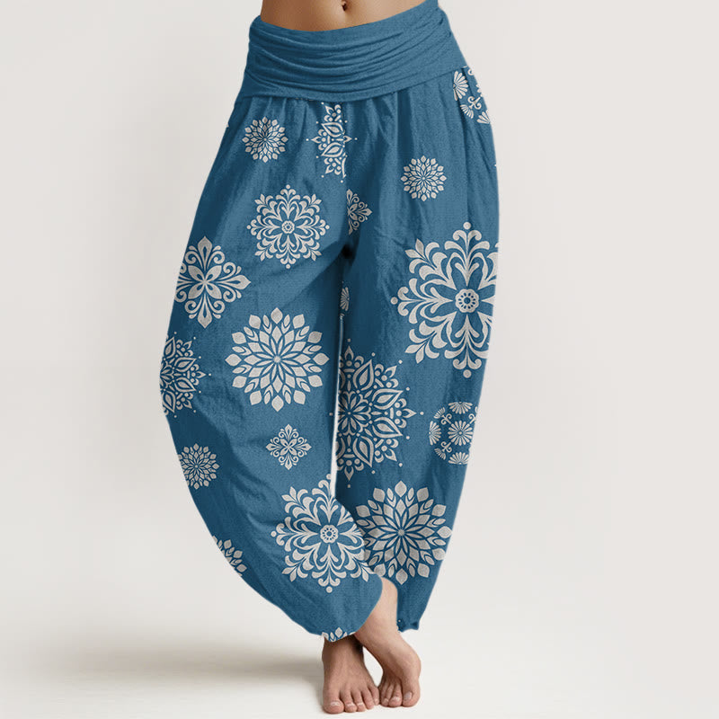 Lässige Haremshose mit Mandala-Muster für Damen mit elastischer Taille und Buddha Stones - Stahlblau - US22, UK/AU26,EU54 (6XL) - image 6