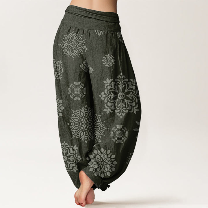 Lässige Haremshose mit Mandala-Muster für Damen mit elastischer Taille und Buddha Stones - image 9