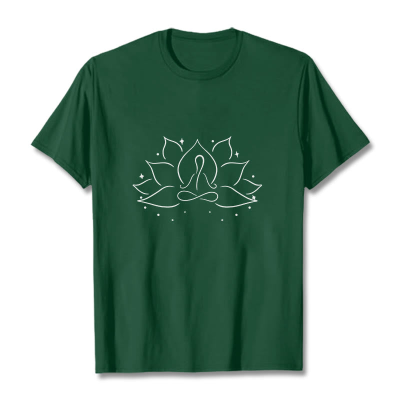 Buddha Stones ​​Lotus Blume Meditative Yoga Pose Design T T-shirt - WaldGrün - 2XL - image 1