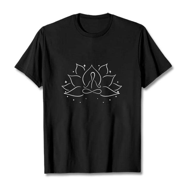 Buddha Stones ​​Lotus Blume Meditative Yoga Pose Design T T-shirt - Schwarz - 2XL - image 4