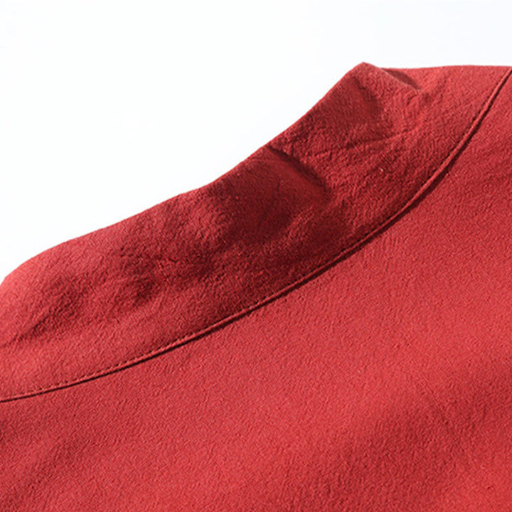 Buddha Stones -Stickerei, fliegende weiße Kraniche, Baumwolle, Leinen, offene Vorderseite, Herren-Kimono - image 5