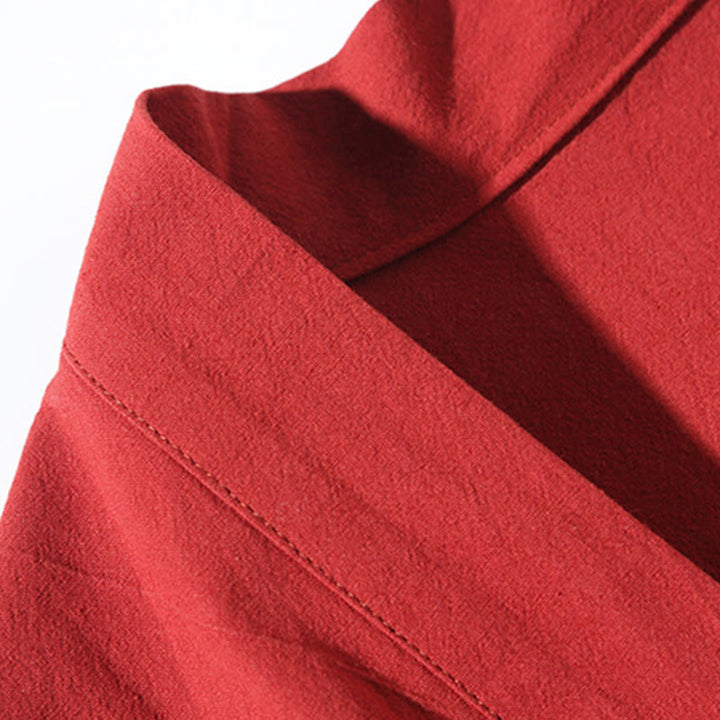 Buddha Stones -Stickerei, fliegende weiße Kraniche, Baumwolle, Leinen, offene Vorderseite, Herren-Kimono - image 6