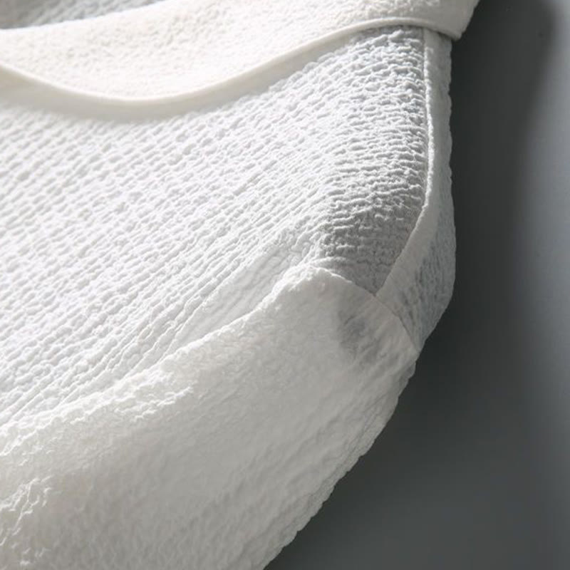 Buddha Stones 2-teiliges, einfarbiges, faltiges V-Ausschnitt-Kurzarm-T-Shirt-Hosen-Kleidungsset für Herren - image 13