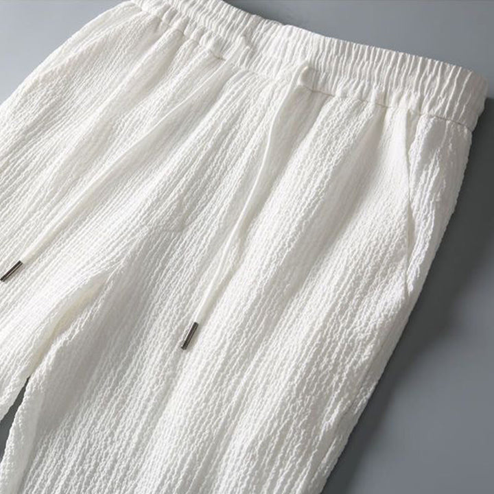 Buddha Stones 2-teiliges, einfarbiges, faltiges V-Ausschnitt-Kurzarm-T-Shirt-Hosen-Kleidungsset für Herren - image 16