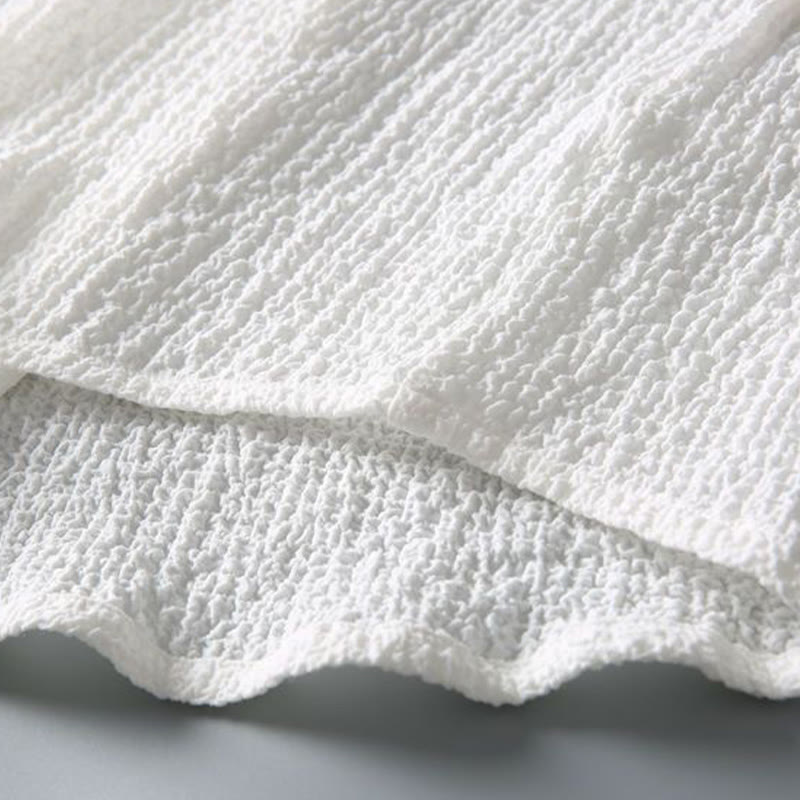 Buddha Stones 2-teiliges, einfarbiges, faltiges V-Ausschnitt-Kurzarm-T-Shirt-Hosen-Kleidungsset für Herren - image 15