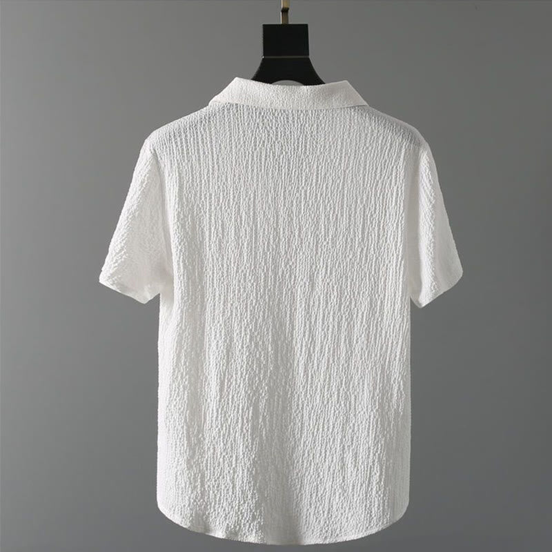 Buddha Stones 2-teiliges, einfarbiges, faltiges V-Ausschnitt-Kurzarm-T-Shirt-Hosen-Kleidungsset für Herren - image 9